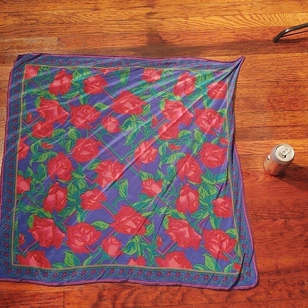 Rose and Diamond Print Indigo Square Scarf
